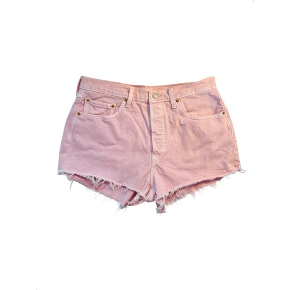Levis 501 Original High Rise Cut Off Denim Shorts Pink W33
